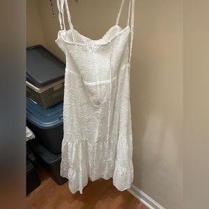 White lulus lace midi dress.